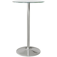 HIGH TOP BAR TABLE, ROUND KITCHEN TABLE WITH TEMPERED GLASS TOP AND STEEL BASE, BISTRO TABLE FOR 2 PEOPLE, CLEARVisit Ou