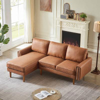 Latitude Run® 82.2"L-Shape Sofa Couch with Chais Mid-Century Copper Nail,Left Chaise