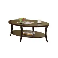 Winston Porter Perth Espresso Oval Coffee Table With Shelf