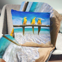 East Urban Home Gold Macaws at Beach Seashore Photo Pillow