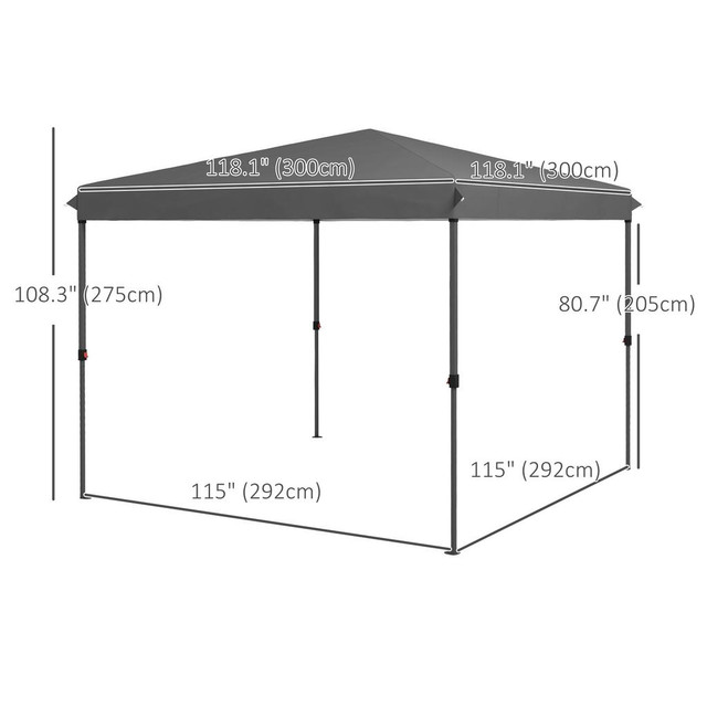 Pop Up Canopy 118.1" L x 118.1" W x 108.3" H Dark Grey in Patio & Garden Furniture - Image 3