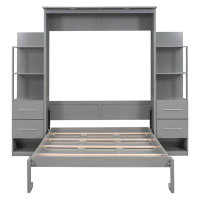 Hokku Designs Murphy Bed Wall Bed With Shelves