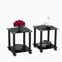 BOSTINS Side Table ,Space End Table ,Modern Night Stand, Sofa table, Side Table with Storage Shelve