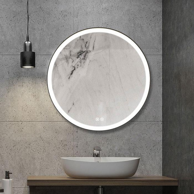 Round LED Bathroom Mirror ( W= 24, 28, 32 & 36 ) w Touch Button, Anti Fog, Dimmable, Vertical Mount in Floors & Walls - Image 3