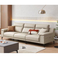 MABOLUS 110.24" Solid color Genuine Leather Modular Sofa cushion couch