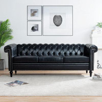Canora Grey 29.62 x 83.75 x 32.77_Traditional  Square Arm Removable Cushion 3 Seater Sofa