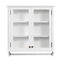 Rebrilliant Dorset 27"W 29"H Traditional Style Wall Mounted Bathroom Cabinet With Glass Doors And Towel Rod