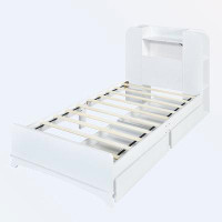 Ivy Bronx Twin Size Bed with Two Drawers and Light Strip Storage Headboard