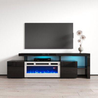 Meble Furniture TV Stand for TVs up to 85" with Electric Fireplace Included