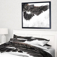 East Urban Home 'Low flying Eagle Illustration' Framed Graphic Art Print on Wrapped Canvas