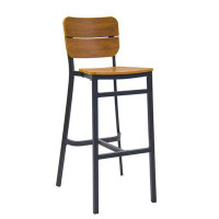 ERF, Inc. Outdoor Barstool With Aluminum Frme And Imitation Teak Seat And Back