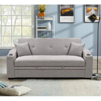 Latitude Run® 75"W 3 In 1 Convertible Modern Sofa With Pull Out Bed Reclining Couches For Living Room Apartment
