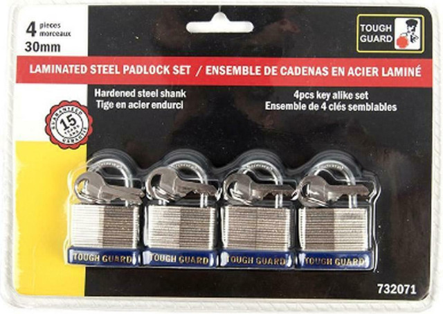 TOUGHGUARD® 30 MM STEEL PADLOCK SET PACK OF 4 -- Keep your belongings safe! in Other - Image 3