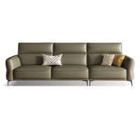 MABOLUS 97.64" Dark green Genuine Leather Standard Sofa cushion couch