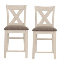 Gracie Oaks Bar Stools Dining Room Furniture Chairs Set Of 2 Counter Height Chairs Wooden High Chair X Back