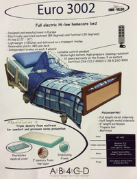 EURO 3002 SECURIS FULL ELECTRIC HI-LOW HOSPITAL BED AB4CD