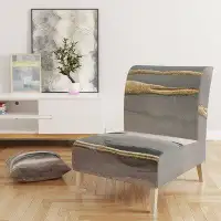 East Urban Home Glamorous Morning Fog II - Modern Glam Upholstered Slipper Chair
