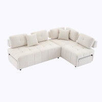Ivy Bronx Chenille 91.73" L-shaped Sofa Sectional Sofa Couch with 2 Stools and 2 Lumbar Pillows