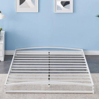 Ebern Designs 6 Inches White Metal Queen Size Platform Bed Frame