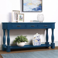 SYMYLIFE Long Wood Console Table with 3 Drawers and 1 Bottom Shelf
