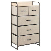 mDesign mDesign Tall Dresser Storage Chest, 5 Fabric Drawers - Cream/White