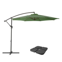 Arlmont & Co. 9.5Ft UV Resistant Offset Patio Umbrella And Patio Base Weights