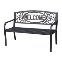 Winston Porter Winston Porter Welcome Steel Park Bench with 500 Pound Capacity, Black