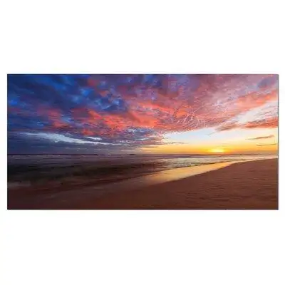Made in Canada - Design Art 'Coloured Clouds in Beach at Sunset' Photographic Print on Wrapped Canvas