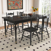 Wildon Home® 4 - Person Black Solid Wood Rectangular Dining Table Set