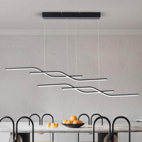 Orren Ellis Lorisa 4 - Light Black Kitchen Island Linear LED Pendant