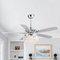 House of Hampton 52" Estill 5 - Blade Crystal Ceiling Fan with Remote Control and Light Kit Included