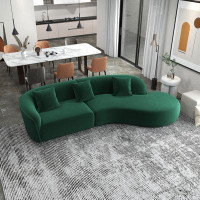 Willa Arlo™ Interiors Wigington 126" Japandi Style Luxury Modern Velvet Curvy Couch