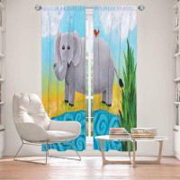 East Urban Home Lined Window Curtains 2-panel Set for Window Size by nJoy Art - Elephant
