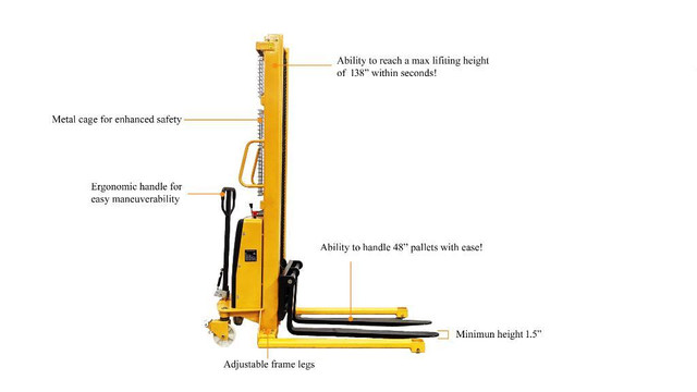 HOC SPN1035E SEMI ELECTRIC WIDE LEG PALLET STACKER 1000 KG (2204 LBS) + 138&#39;&#39; HEIGHT CAPACITY + 3 YEAR WARRANTY in Power Tools - Image 2