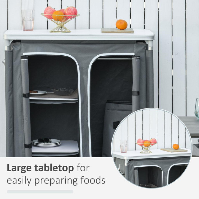 Camping Kitchen 37.8" L x 19.5" W x 40.9" H Grey in Fishing, Camping & Outdoors - Image 4