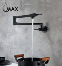 Pot Filler Faucet Double Handle Commercial Wall Mounted 26 With Accessories Matte Black Finish