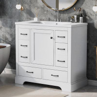 Winston Porter 36" Bathroom Vanity with Sink Combo, Six Drawers, Multi-Functional Drawer Divider