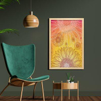 East Urban Home Ambesonne Botanical Wall Art With Frame, Sunflowers In Warm Colours Doodle Agriculture Design Blooming P
