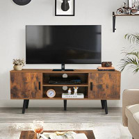 Millwood Pines Mid-Century Modern TV Stand For 55 Inch TV, Entertainment Centre TV Console With 2 Storage Cabinet And Sh