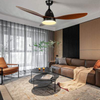 Wrought Studio Ceiling Fans, 52'' Ceiling Fan With LED Frosted Light And Remote Control, Brushed Nickel Finish Blades Fo