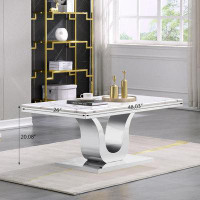 Brayden Studio White Silver Coffee Table With Metal U Bases