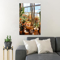 Foundry Select Cactus Plants On Brown Clay Pots - 1 Piece Rectangle Graphic Art Print On Wrapped Canvas