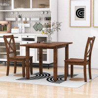 Gracie Oaks Jecenia 3-Piece Wood Extendable Drop Leaf Dining Set with Two Chairs