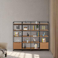 RARLON Solid wood bookshelf shelf Creative floor-to-ceiling bookcase Iron art retro display case bookcase
