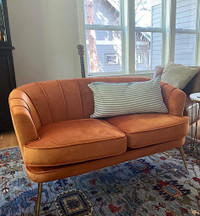 Mid Century Modern Living Room Velvet Sofa Couch Loveseat Lounge chair