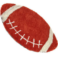 Isabelle & Max™ Football-Shaped Rug -36In. Diameter, Footbal Design, Sports Fan Accent Rug