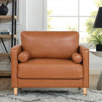 Latitude Run® Garren 39.8" Square Arm Tufted Faux Leather Club Chair