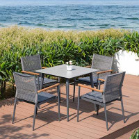 Hokku Designs Outdoor Tables And Chairs Open-Air Villa Garden Courtyard Outdoor Rattan Woven Tables And Chairs Sunscreen