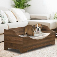 Tucker Murphy Pet™ 36" Rustic Grey Pet Bed with Lamination Finish and Removable Linen Cushion