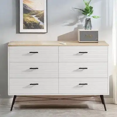 Disney Wooden Dresser With 6 Drawers And Metal Bar Handle
